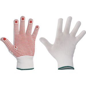 Cerva GANNET handschoen nylon PVC dots 01060007 - 12 stuks - Wit - 7