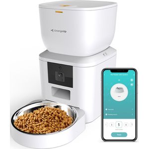 OrangeUp Autokibble - Automatische Voerbak Kat en Hond - met App en Camera - Wit - 3.5 L