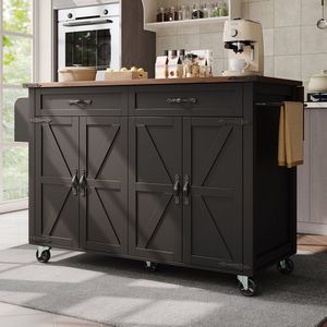 COSTWAY Keukentrolley op wieltjes serveerwagen keuken keukentrolley met laden bijzetwagen keukeneiland buffetkast hout keukenkast met werkblad (zwart) ca. 122 x 46 x 93 cm COSTWAY Keukentrolley op wieltjes serveerwagen keuken keukentrolley met laden bijzetwagen keukeneiland buffetkast hout keukenkast met werkblad (zwart) ca. 122 x 46 x 93 cm