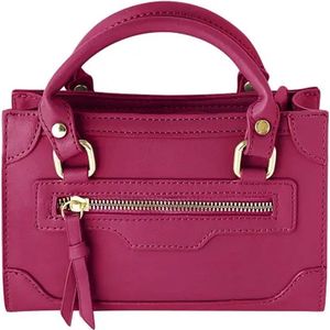 Fuchsia roze handtas met rits - nepleer - schoudertas - crossbody tas