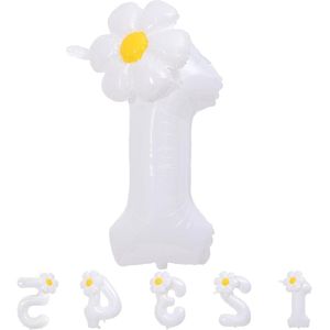 Zeynomax - Grote Folieballon 1 Jaar met Bloemen Thema voor Verjaardagen en Babyshowers