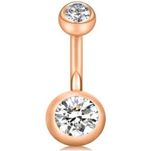 Navel Piercing - Rose Goud Met Steentjes