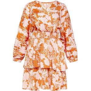 usha - Jurk - Mini - V-hals - Lange Batwing Mouwen - Bloemenprint