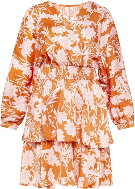 usha - Jurk - Mini - V-hals - Lange Batwing Mouwen - Bloemenprint