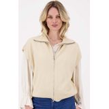 Zusss Mouwloos Vestje Met Rits Beige