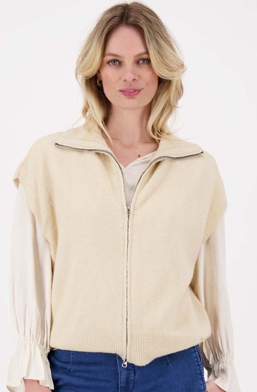 Zusss Mouwloos Vestje Met Rits Beige