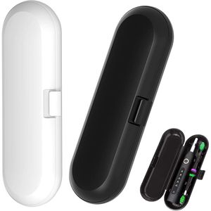 Tandenborstel reisdoos - reisetui voor elektrische tandenborstel -geschikt voor reizen en zakenreizen - Tandenborstelopslag - Draagbare tandenborstelbox- Opbergdoos - Reisetui - 2stuks - Zwart en wit