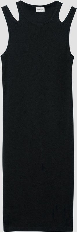 Slim-Fit Jurk - Geribde Katoenmix - Ronde Halslijn - Trendy Uitsnijdingen