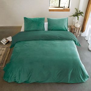 Byrklund Dekbedovertrek Go Velvet - 200x220 - Voor: 100% Polyester, achter 100% Katoen - Groen