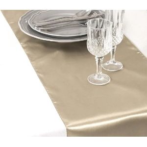 WiseGoods Luxe Tafelloper Satijn 30x275 - Tafelkleed - Tafelzeil - Woondecoratie - Tafellaken - Decoratie - Tafel Loper Champagne