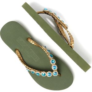 Lazamani Bora Bora Dames Slippers Green Maat 37/38