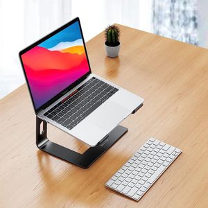aluminium laptopstandaard, ergonomische afneembare computerstandaard, riserhouder notebookstandaard compatibel met 10-14 inch laptops (Metaal Zwart)