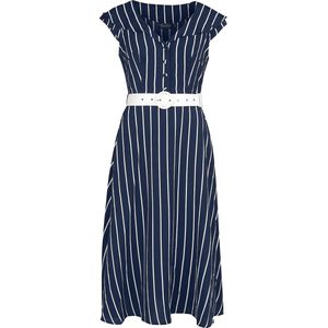 Voodoo Vixen Stripe Wide Collar Midi Flare Dames Medium-lengte jurk - XS