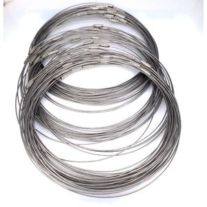 10 stuks - Ketting - Spang - L 45 cm - D 1mm - Flexibele - Zilverkleurig, draaislotje, handgemaakte – sieraden zoals - glas hanger