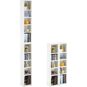 CD/DVD Kast - Audio meubel - Platenkast - Platenspeler Rek - LP Houder - Opbergsysteem - Authentiek - 20 x 186 x 17 cm - Modern