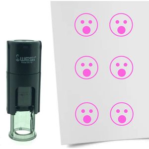 CombiCraft Stempel Smiley Geschrokken 10mm rond - Roze inkt