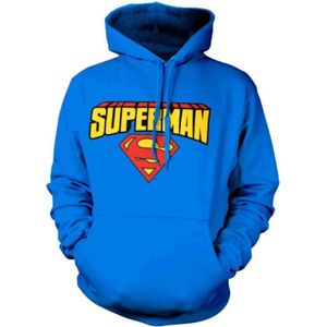 DC Comics Superman Hoodie/trui -M- Blockletter Logo Blauw