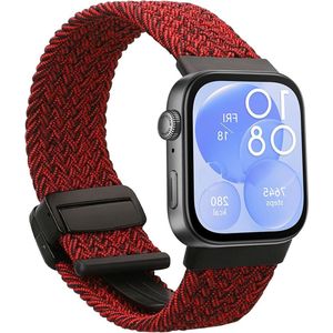 Smartwatch polsband compatibel met Huawei Watch Fit 3 bandje - Horlogeband met magneetsluiting - Rood-zwart - content nodig .