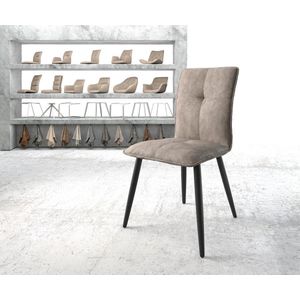 Gestoffeerde-stoel Maddy-Flex 4-poot conisch zwart microvelours taupe vintage