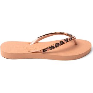 Lazamani - Lanzarote Beach Dames Slippers Leopard Peach - Maat 35/36