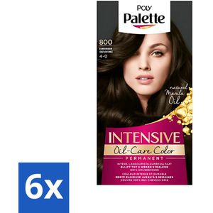 6 x Palette Intensive Oil-Care Color Haarkleuring 800 Donkerbruin - Haarverf - Donkerbruin - Permanente Haarverf - Arganolie - Glans