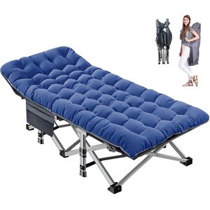 Draagbaar Opvouwbaar Campingbed met Matras voor Buitenreizen - Extra Breed 190x71 cm, Ondersteuning tot 200 kg