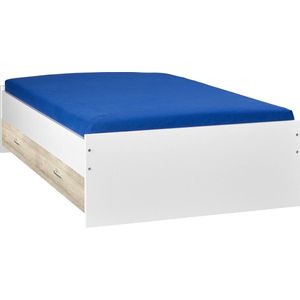 Bed met opbergruimte | 140x200 | Wit | Inclusief donkergrijze houten bedlade