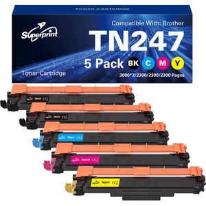 Superprint TN247 Huismerk Toner geschikt voor Brother TN-243 TN-243CMYK TN-247 TN-247CMYK - Multipack 5 Toners - Voordeelbundel