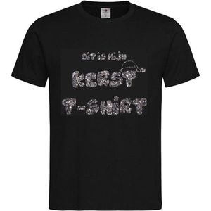 T-shirt Unisex Volwassenen Kerst Kerstmis Man Vrouw Grappig Tekst Dit is mijn kerst t-shirt Op Voorkant | korte mouw | Zwart/Silver black GLITTER | maat XXL