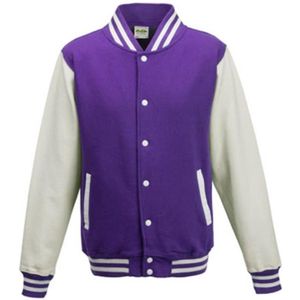 Just Hoods Varsity Jacket JH043 - PURPLE/WHITE - XXL