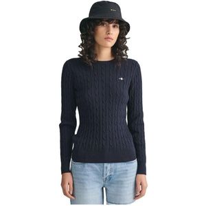 Stretch katoenen kabel C-hals dames trui