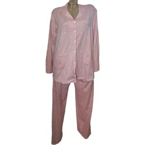 FINE WOMAN® Katoenen Pyjama Doorknoop Gestipt/Hartjes Print M (38-40) Roze