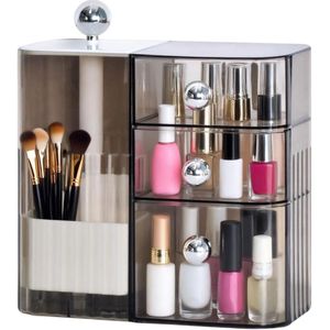 Make-up Organizer - Helder Zwart - Acryl - Cosmetica Organizer - Waterdichte Deksel voor Aanrecht