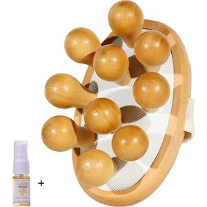 Aurgan Houten Anti-Cellulitis Massageborstel - Handformaat - Trigger point massage