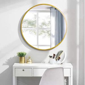 Ronde spiegel, 40 cm, met gouden metalen frame, HD-wandspiegel van glas, voor badkamer, kleedkamer of woonkamer, make-upspiegelDe AUFHELLEN Store openen