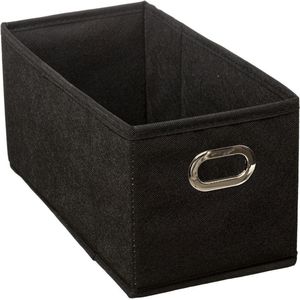 Opbergmand/kastmand 7 liter zwart linnen 31 x 15 x 15 cm - Opbergboxen - Vakkenkast manden