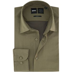 Boss Black slim fit overhemd groen