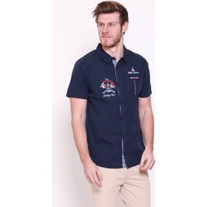 The Wildstream-Heren Overhemd-Caller- Navy-Korte Mouw-Maat L