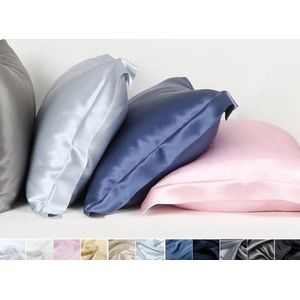 Zijden kussensloop, Zilver grijs, 60x70+5cm, Oxford-style 100% zijde, 600thread count (22momme)