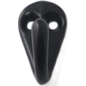 1x Luxe kapstokhaken / jashaken zwart met enkele haak - 3,6 x 1,9 cm - aluminium kapstokhaakjes / garderobe haakjes
