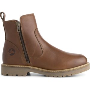 Travelin' Vestmar Dames leren enkellaarsjes met rits - Leren boots vrouwen - Cognac leer