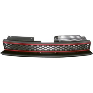 AutoStyle Embleemloze GTi-Look Grill passend voor Volkswagen Golf VI 2008-2012 Zwart/Rood