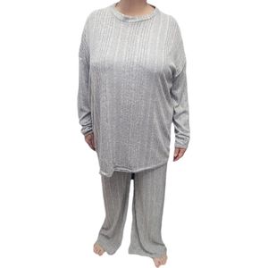 Dames - Huispak - Loungepak - Set 2 delig - Comfy Set - Grote maten - Kleur - Lichtgrijs - Maat One Size 42 t/m 60