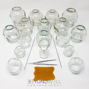 16x Glazen Fire Cupping Set met Accessoires