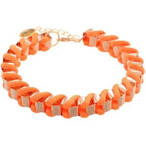 Behave Oranje armband in venetiaanse stijl met gevlochten koord