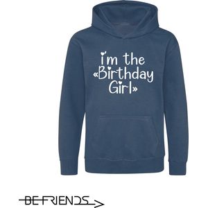Be Friends Hoodie - Birthday girl - Vrouwen - Blauw - Maat S