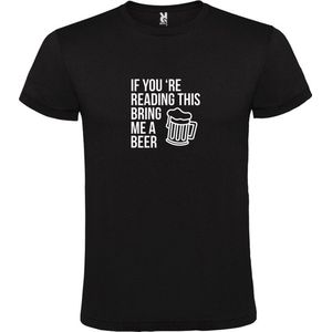 Zwart  T shirt met  print van "If you're reading this bring me a beer " print Wit size XS