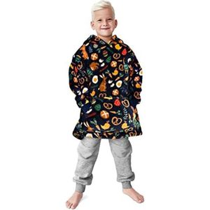 Hoodie Deken Met Print - Hodie Deken Met Mouwen - Hoodie Deken Kinderen - Marineblauwe Staart - (2-4 Jaar Grote Maten)