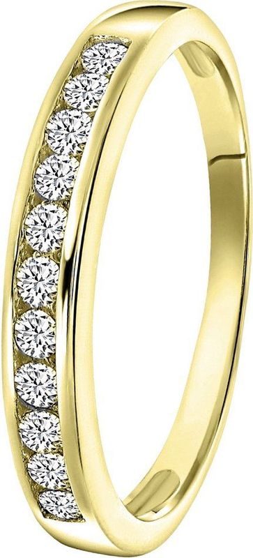 Lucardi - Dames Ring - Goudkleurig - Echt Zilver - Met Zirkonia