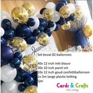Cards & Crafts Ballonnenboog - 80 delige Ballonnen set - Zwart & Goud Chique